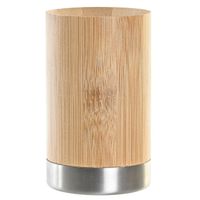 Badkamer tandenborstelhouder / drinkbeker - hout/zilver - 7 x 11 cm   -