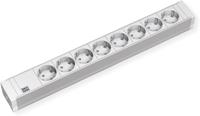 Bachmann Stekkerdoos, 19 inch, PDU, 8-voudig, 1HE 2 m kabel, meervoudige stekkerdoos voor serverkast, rek, grijs (incl. 2x bevestigingshoek)