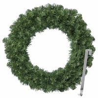 Kerstkrans 60 cm - groen - met zilveren hanger/ophanghaak - kerstversiering - thumbnail