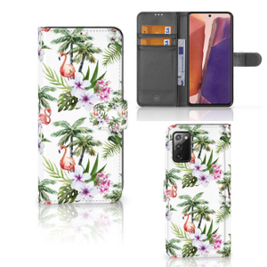 Samsung Galaxy Note 20 Telefoonhoesje met Pasjes Flamingo Palms