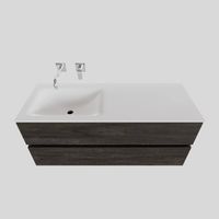 Badkamermeubel Solid Surface BWS Oslo 120x46 cm Links Wood Dark Brown (0 kraangaten)