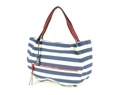 Shopper schoudertas damestas NIKI Blauw wit