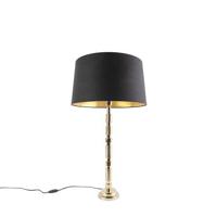 QAZQA Art deco tafellamp goud met katoenen kap zwart 45 cm - Torre - thumbnail