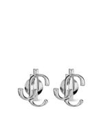 Jimmy Choo puces d'oreilles à plaque logo - Argent