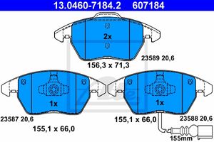 Remmenset, remschijf ATE, Remschijftype: Geventileerd: , Inbouwplaats: Vooras, u.a. für Seat, Skoda, Audi, VW