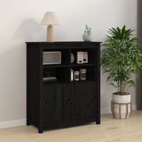 Dressoir 83x41,5x100 cm massief grenenhout zwart - thumbnail