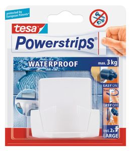 tesa POWERSTRIPS® Waterproof dubbele haak Wit Inhoud: 1 stuk(s)