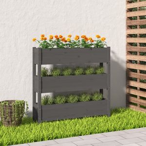 Plantenbak 112x25x104,5 cm massief grenenhout grijs