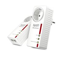 AVM FRITZ! Powerline 1220 set van 2 adapters met stopcontact, tot 1200 Mbps, 2 Gigabit LAN-poorten, Plug and Play, Eco-modus, instructies in het Italiaans