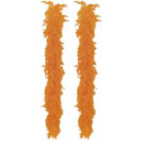 Carnaval verkleed boa met veren - 2x - oranje - 180 cm - 80 gram - Glitter and Glamour - thumbnail