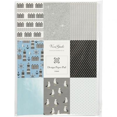 Vivi Gade designpapier blok blauw 21 x 30 cm 24 vellen Vivi Gade designpapier blok blauw 21 x 30 cm 24 vellen