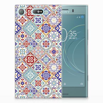 Sony Xperia XZ1 Compact TPU Siliconen Hoesje Tiles Color Sony Xperia XZ1 Compact TPU Siliconen Hoesje Tiles Color