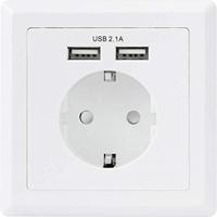 Sygonix SY-5045294 Einbau-Steckdose erhöhter Berührungsschutz, with USB-Ladeausgang IP20 white