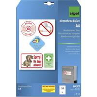 Sigel IF140 Zelfklevende folie DIN A4 Inkjet Wit, Opaak 10 stuk(s)