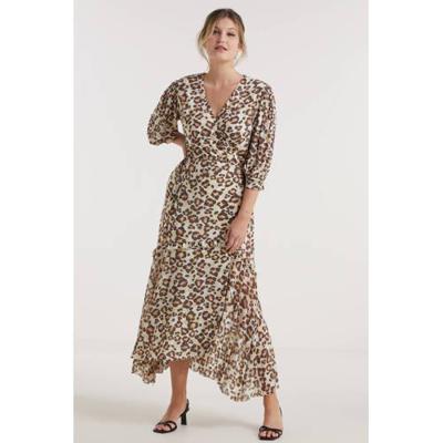 Miljuschka by Wehkamp mesh wikkeljurk met panterprint Miljuschka by Wehkamp mesh wikkeljurk met panterprint