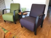 Set van 2 leren fauteuils met stalen frame - groen en paars leer - Echt leer, Industrieel, ontdek de vele Leersoorten en Kleuren bij ShopX