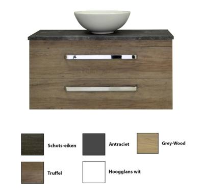 Sanicare Q11 badkamermeubel met black-stone topblad 100 cm hoogglans wit