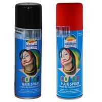 Set van 2x kleuren haarverf/haarspray van 111 ml - Zwart en Rood