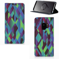 Samsung Galaxy S9 Stand Case Abstract Green Blue - thumbnail