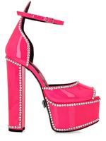 Philipp Plein sandales en cuir à ornements en cristal - Rose - thumbnail