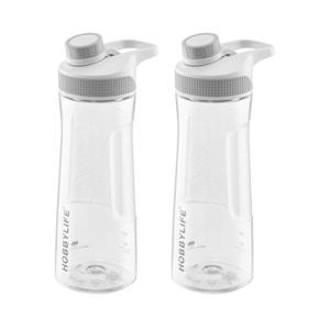 Waterfles / drinkfles / sportfles Aquamania - 2x - licht grijs - 730 ml - kunststof - bpa vrij