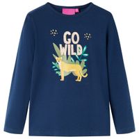 Kindershirt met lange mouwen dierenprint 104 marineblauw