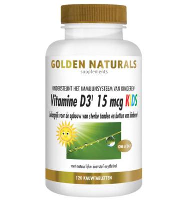 Golden Naturals Golden Naturals Vitamine D3 15 Mcg Kids (120kt) Golden Naturals Golden Naturals Vitamine D3 15 Mcg Kids (120kt)