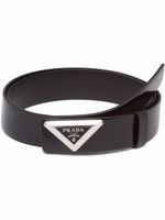 Prada ceinture en cuir à plaque logo - Noir - thumbnail