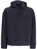 Emporio Armani hoodie rayé à logo brodé - Bleu