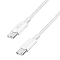 Logilink USB 2.0 Type-C aansluitkabel, C (stekker) naar C (stekker) met nylon mantel, 60 W, wit, 0,5 m
