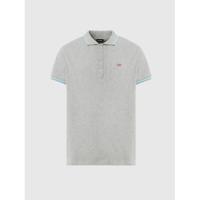 Diesel slim fit polo met contrastbies lichtgrijs