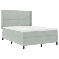 vidaXL Boxspringbed met matras fluweel lichtgrijs 140x190 cm