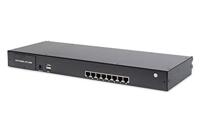 DIGITUS Modular KVM Switch voor DIGITUS KVM Consoles, 8 Cat5 Ports, 8x Cat5 Dongle (VGA, USB, PS/2), tot 60m transmissieafstand, Zwart