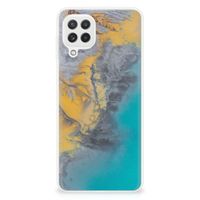 Samsung Galaxy A22 4G | M22 TPU Siliconen Hoesje Marble Blue Gold