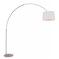 Steinhauer Vloerlamp booglamp Sparkled light 9675 staal kap linnen wit
