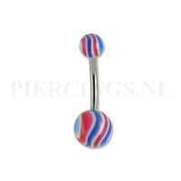 Navelpiercing gegolfd blauw-rood - thumbnail