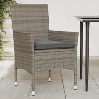 Tuinstoelen 2 st met kussens poly rattan grijs - thumbnail