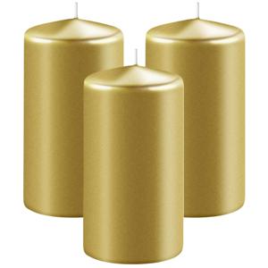 Enlightening Candles Cilinder/stompkaars - 3x - goud - D6 x H15 cm - 58 branduur