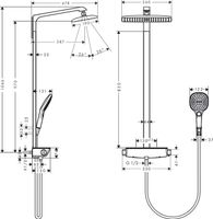 Hansgrohe Raindance Select E 360 Showerpipe Ecostat Select E Ecosmart Wit-chroom - thumbnail