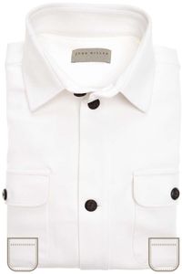 John Miller Tailored Fit Overshirt wit, Effen