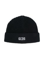 Gcds Kids bonnet nervuré à logo brodé - Noir