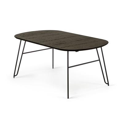 Kave Home Uitschuifbare Ovale Eettafel Milian 140 - 220 x 90cm - Zwart - Ovaal Kave Home Uitschuifbare Ovale Eettafel Milian 140 - 220 x 90cm - Zwart - Ovaal