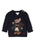 Ralph Lauren Kids pull en maille intarsia à logo Polo Bear - Bleu - thumbnail