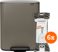 Brabantia Bo Pedal Bin 60 Liter Platinum + Vuilniszakken (120 stuks) - thumbnail