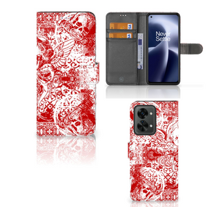 Telefoonhoesje met Naam OnePlus Nord 2T Angel Skull Rood