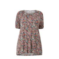 Ellos gebloemde top BIANKA blauw/rood/groen