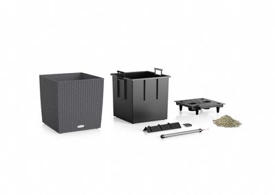 LECHUZA CUBE Cottage 50 All-in-One Set Binnen/buiten Plantenpot Vrijstaand Polypropyleen (PP) Wit