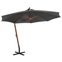 vidaXL Zweefparasol met paal 3,5x2,9 m massief vurenhout antraciet