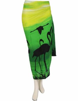 Groene Pareo Saunadoek Flamingo Opdruk Zomerse Look Veelzijdig Kledingstuk Groene Pareo Saunadoek Flamingo Opdruk Zomerse Look Veelzijdig Kledingstuk