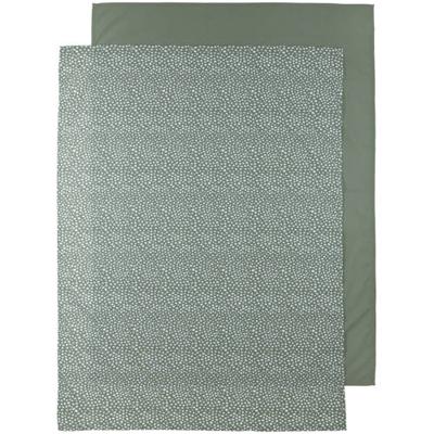 Meyco baby wieglaken - set van 2 Cheetah/Uni 75x100 cm forest green